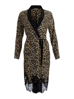 Gold Hawk Coco Animal Print Silk Duster